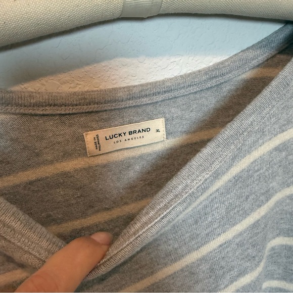 Lucky Brand Striped Long Sleeve Sweater in Gray and Cream - Picture 2 of 4